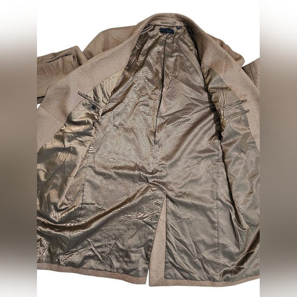 Uniqlo Mens Camel Wool Blend Overcoat Minimalist Tailored Coat Size L Classic - Picture 5 of 7